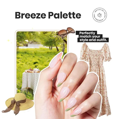Miniatura 6 de Beetles - Juego de esmaltes de uñas P176, 6 colores con purpurina, verde, nude, rosa natural, de secado rápido y de larga duración, esmalte de uñas