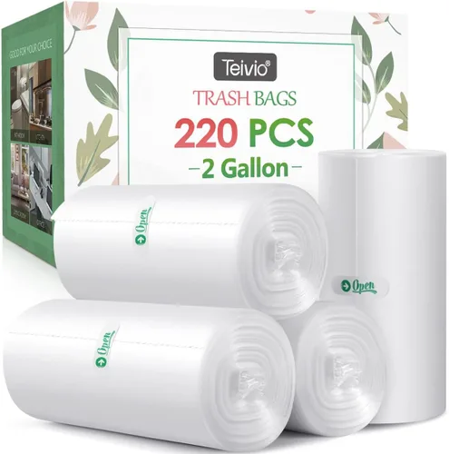 Miniatura 36 de Teivio - Bolsas de basura medianas sin perfume de 8 galones, 220 unidades, para bolsas de basura de 7, 8, 9 y 10 galones de grosor, bolsas