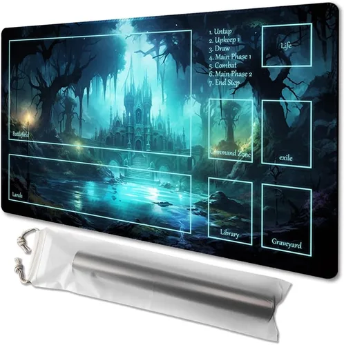 Miniatura 39 de MTG - Tapete de juego tamaño 24 x 14 pulgadas, bolsas de almacenamiento antideslizantes, ideal para entusiastas de los juegos de cartas, tapete