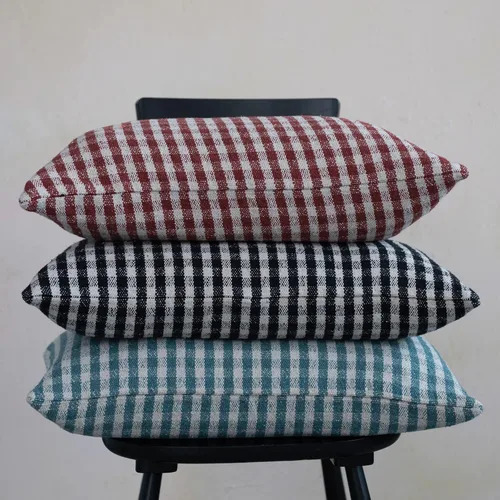 Miniatura 2 de Creative Co-Op Creative Co-Op - Almohada lumbar de mezcla de algodón reciclado, color verde azulado y blanco