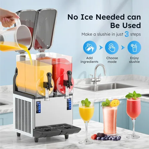 Miniatura 3 de Máquina Comercial de Margarita y Granizado Mojgar de 30L 8 Gal, 1100W 110V, batidora de bebidas heladas para bar, máquina eléctrica grande