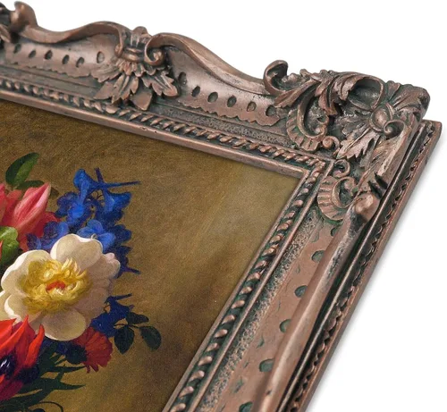 Miniatura 2 de SIMON'S SHOP Marcos de fotos vintage para pared y mesa, de 5 x 7 pulgadas, marco de estilo barroco de bronce para obras de arte de 5 x 7 pulgadas