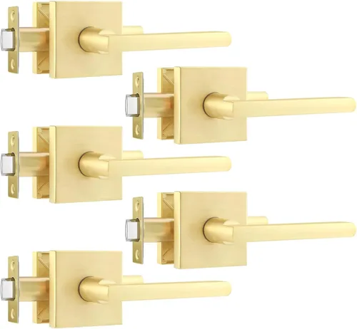 Miniatura 16 de Leydebong Paquete de 3 pomos de entrada dorados con llave igual, manija de puerta de entrada resistente, estilo contemporáneo, herrajes modernos