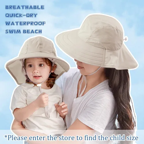 Miniatura 42 de Sombrero de verano para niños pequeños con solapa para el cuello, impermeable, sombrero de natación para niños, protección UV, sombrero de playa