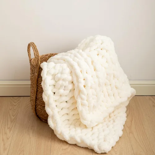 Miniatura 10 de Manta de punto de felpilla gruesa con 14 piezas con pompones, súper suave, acogedora y cálida, para sofá y cama, sofá suave, 50 x 60 pulgadas