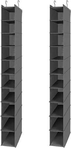 Miniatura 9 de MAX Houser Organizador de Zapatos Colgante de 10 Estantes, Organizador de Almacenamiento de Zapatos para Clóset, Paquete de 2 (Gris)