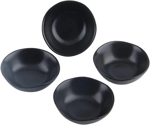 Platos de cerámica mate para salsa de soja, cuencos de salsa de soja para sushi negra, platos de aperitivo con borde irregular para cocina, hogar,