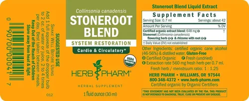 Miniatura 2 de Herb Pharm Extracto líquido certificado orgánico Stoneroot Blend para apoyo cardiovascular y circulatorio, 1 onza (paquete de 2)