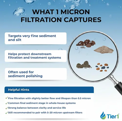 Miniatura 5 de Tier1 Filtro de agua de 1 micrón de 20 x 4.5 pulgadas Cartucho de polipropileno hilado para toda la casa Reemplazo para Pentek DGD-2501-20