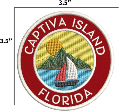Miniatura 2 de Captiva Island Florida - Parche bordado de primera calidad para planchar o coser, aplique bordado, color: rojo, náutico, mar, océano, criaturas