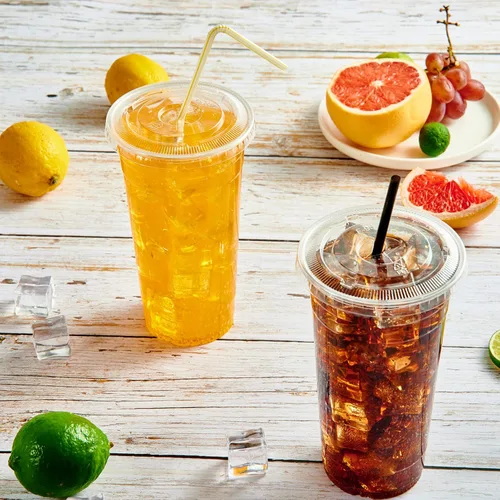 Miniatura 2 de Vplus Paquete de 160 vasos de plástico transparente PET de 20 onzas con tapas, vasos de plástico desechables en frío de 20 onzas con tapas planas