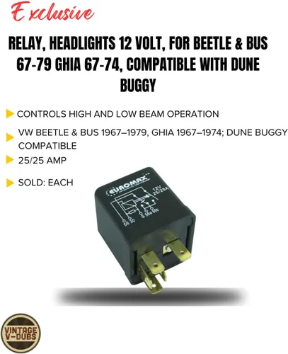 Miniatura 3 de Relé, Faros delanteros 12 voltios, para Beetle & Bus 67-79 Ghia 67-74, compatible con Dune Buggy