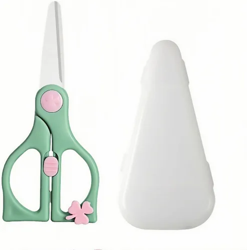 Tijeras de comida para bebés, tijeras de cocina de cerámica seguras para niños pequeños con bloqueo de seguridad y estuche de viaje, las mejores