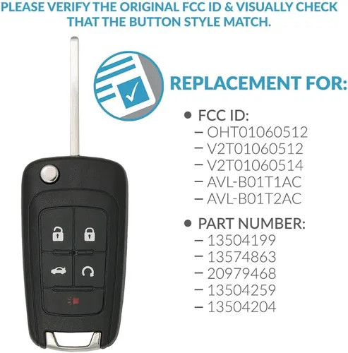 Miniatura 4 de Keyless2Go llavero de apertura remota de 5 botones para Impala Malibu Camaro Cruze Equinox y otros vehículos que utilizan FCC OHT01060512