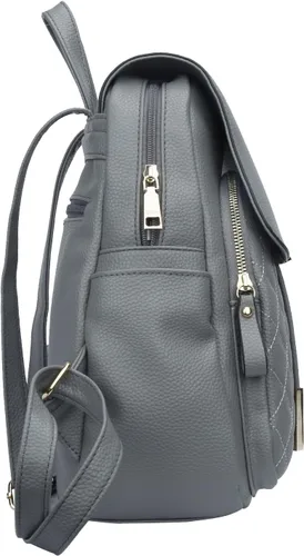 Miniatura 3 de KKXIU Mochila acolchada de cuero de moda para mujeres, adolescentes, niñas, damas, bolsas de viaje, Gris