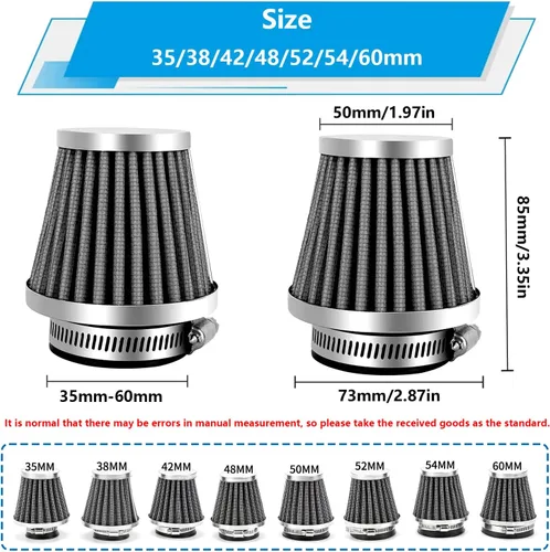 Miniatura 2 de smseace 2 filtros de aire de motocicleta de 1.969 in con 2 filtros de combustible de 3/16 pulgadas de repuesto para 70 cc, 100 cc, 110 cc, 125 cc