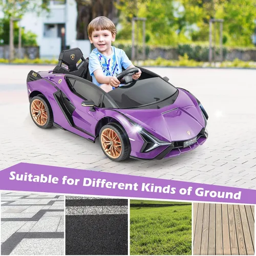 Miniatura 5 de INFANS Lamborghini Sian - Auto de paseo para niños con licencia de 12 V, con control remoto para padres, suspensión de resorte, reproductor de MP3