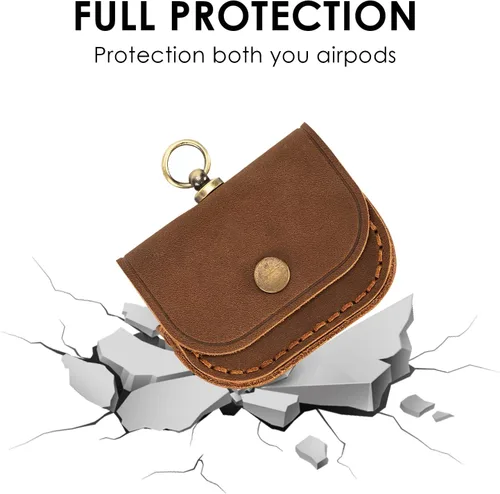 Miniatura 4 de Musiin Bolsa de cuero de alta calidad compatible con Airpods Pro 2/1 y auriculares, funda protectora de almacenamiento, funda de transporte portátil