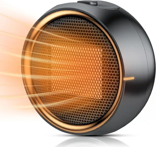 Calentador de espacio ASNUG, calentadores eléctricos portátiles de 500W PTC de cerámica para uso en interiores, calefacción rápida eficiente, Negro