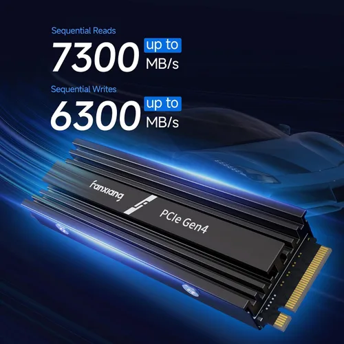 Miniatura 2 de Fanxiang S880 NVMe SSD 1TB, PCIe 4.0 M.2 2280 SSD para juegos, 3D NAND TLC, velocidades de lectura secuencial de hasta 7300MB/s, caché SLC dinámica