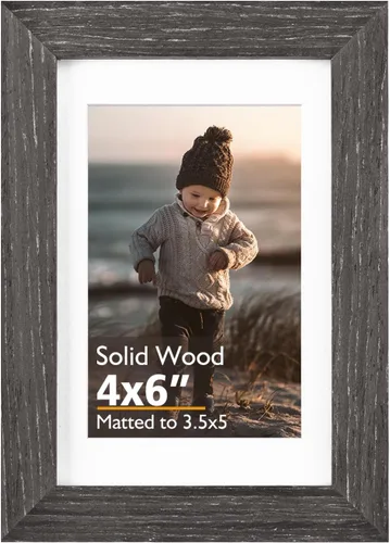 Miniatura 88 de KINLINK 3.5x5 Picture Frame, Ash Black Solid Wood Frame with Plexiglass for Table Top and Wall Mounting, Photo Frame for Horizontal or Vertical