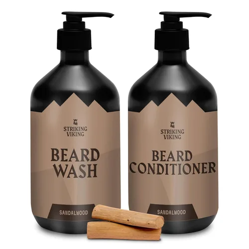 Miniatura 9 de Striking Viking Jabón/champú para barba de sándalo para hombres, 17 onzas, sin parabenos ni sulfatos, aceite de jojobal para todo tipo de barba
