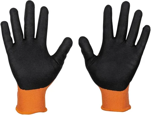 Miniatura 13 de Klein Tools 60582 Guantes de Trabajo, Guantes de Punto Sumergidos Resistentes a Cortes ANSI A1 con Revestimiento de Nitrilo, Nylon-Spandex