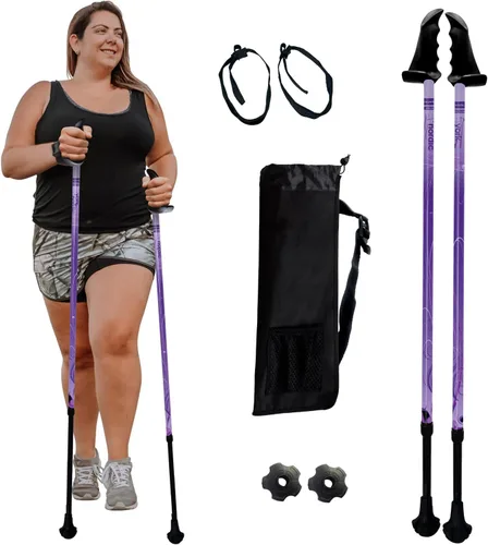 Miniatura 19 de York Nordic Bastones de senderismo motivadores grandes y altos para equilibrio y rehabilitación, 2 piezas, fuertes bloqueos de botón, patas de goma