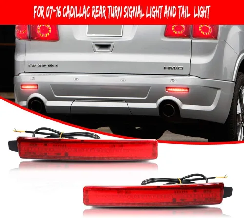 Miniatura 2 de Lente roja Parachoques trasero Reflector Luces Freno cola Señal de giro trasera Lámparas antiniebla para Cadillac SRX Chevrolet Traverse GMC Acadia