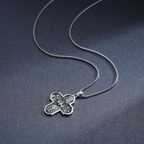 Miniatura 204 de Collar de plata de ley 925 con medalla de San Patrón, colgante de protección católica, amuleto, joyería religiosa para hombres y mujeres
