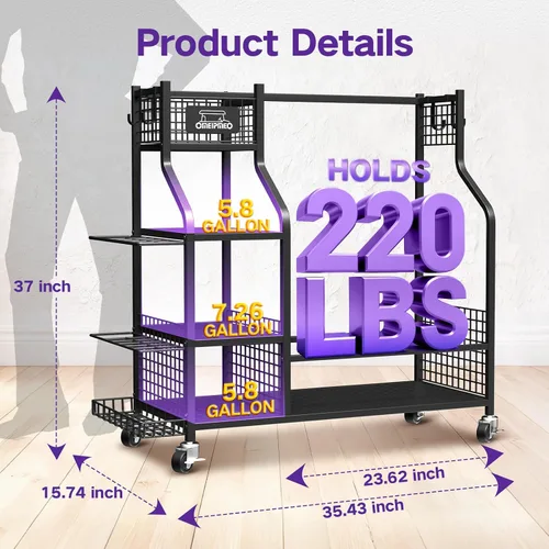 Miniatura 7 de Organizador de almacenamiento de bolsas de golf, soporte de almacenamiento para bolsas de golf y otros accesorios de equipo de golf, estante