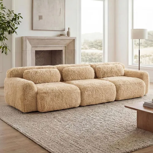 Miniatura 32 de Sofás modulares modulares sin hueso de 82 pulgadas para sala de estar, juego de sofá comprimido de 2 plazas, no requiere montaje, tela de pana, Verde