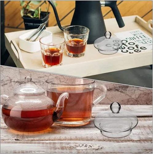 Miniatura 2 de Angoily Tetera de vidrio para tetera, 4 piezas, tapa de tetera de repuesto, tapas de coladores de té, tapas sueltas para tetera de té, cubierta