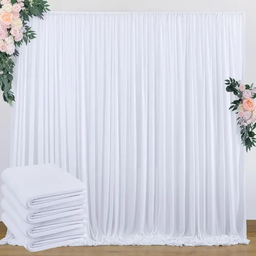 Cortina de telón de fondo blanca sin arrugas de 20 pies x 10 pies para bodas y fiestas, cortinas de fondo de poliéster para baby shower, fiesta de
