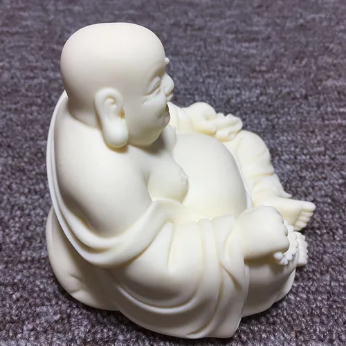 Miniatura 5 de Estatua de Buda riendo blanca para decoración de oficina en casa, pequeña figura de Buda para Feng Shui, buena suerte, riqueza y felicidad