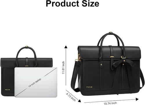 Miniatura 5 de MOSISO Bolsa para computadora portátil para mujer, de piel sintética, mochila convertible, bolsa de viaje para computadora con lazo