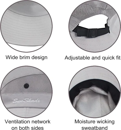 Miniatura 5 de Sombrero de sol para mujer con protección UV, malla plegable, ala ancha, sombrero de pesca para playa