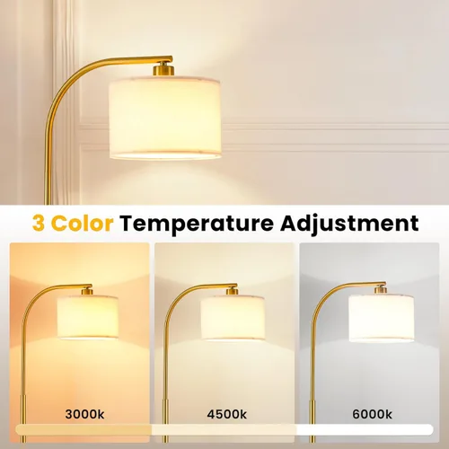 Miniatura 2 de Lámpara de pie alta para sala de estar, lámpara de pie moderna de 65'' con bombilla LED de 9W, elegante lámpara de pie con pantalla de tela, lámpara