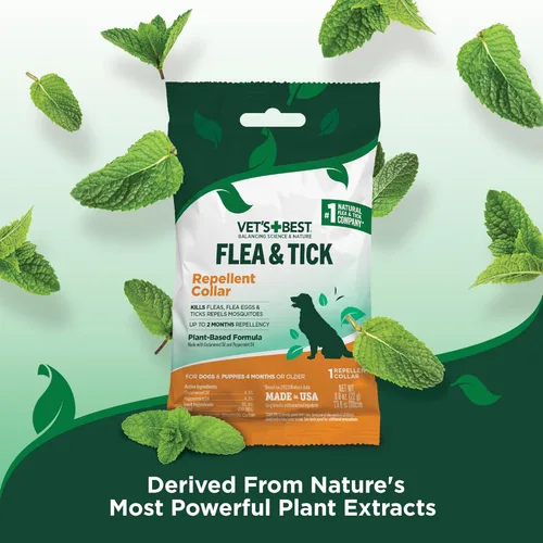 Miniatura 6 de Vet's Best Collar natural para pulgas y garrapatas para perros, collar repelente natural con ingredientes a base de plantas, prevención