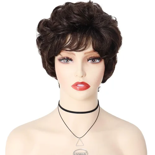 Miniatura 17 de GNIMEGIL Pelucas cortas rizadas grises para mujeres, pelo sintético suave, pelucas de reemplazo para abuela, pelucas completas para uso diario