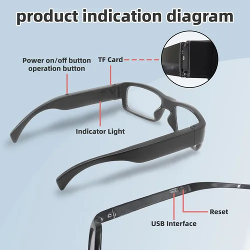 Miniatura 4 de Gafas de Cámara HD 1080P Gafas de Video Gafas Inteligentes Gafas de Acción para Deportes al Aire Libre con Cámara para Ciclismo, Conducción, Caza