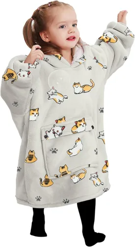 Miniatura 35 de KFUBUO Manta portátil con capucha de sherpa para niños, todos los patrones, sudadera de gran tamaño con bolsillo, regalos de cumpleaños para niñas
