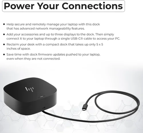 Miniatura 9 de Estación de acoplamiento HP para laptop con monitor dual y paquete de carga - HP Dock 5TW10AA / 5TW10UT / 5TW10AA#ABB con adaptador de 120W + cable