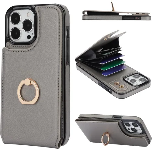 Miniatura 14 de Folosu Funda compatible con iPhone 13 Pro Max con soporte para tarjetas, rotación de 360°, soporte de anillo de dedo con función atril, bloqueo