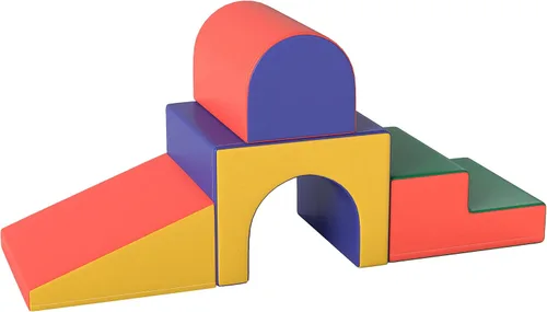 Qaba Juguetes de escalada para niños pequeños y niños, juego de espuma suave y seguro de 4 piezas fácil de limpiar para gatear o deslizarse, surtido
