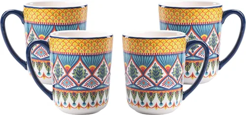 Miniatura 10 de Bico Blooming Moment - Juego de 4 tazas de café de cerámica, tazas de té grandes de 18 onzas con asa, tazas estéticas tipo latte para capuchino