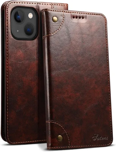 Miniatura 13 de SINIANL Funda compatible con iPhone 15, funda de piel azul con soporte magnético, soporte para tarjetas de crédito, funda tipo cartera