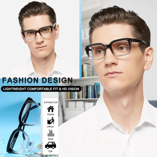 Miniatura 2 de MARE AZZURO Gafas de Lectura Retro Cuadradas +1.75 para Hombre Lentes Grandes 1.0 1.25 1.5 1.75 2.0 2.25 2.5 2.75 3.0 3.5 4.0 5.0 6.0