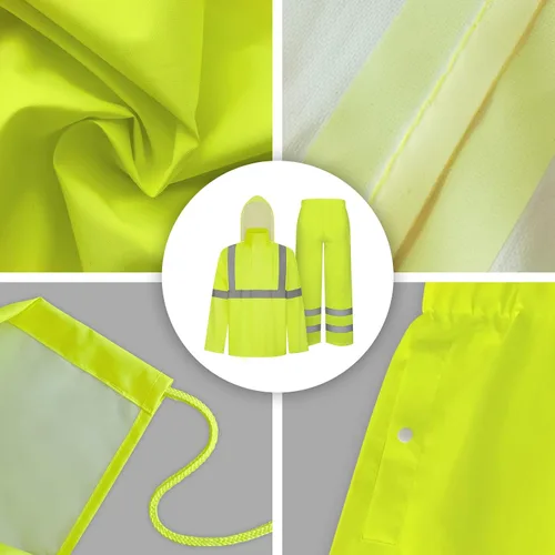 Miniatura 10 de TCCFCCT Chaqueta de lluvia de alta visibilidad para hombre, impermeable, abrigo de lluvia de alta visibilidad para hombres y mujeres con capucha