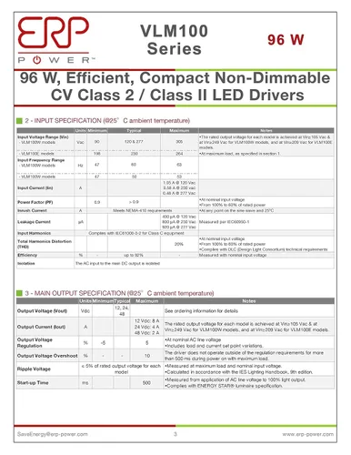Miniatura 4 de SIRS-E ERP VLM100W-24 Voltaje constante DC Power Compact LED Driver 24V 4A 96W UL Clase P para luces LED e iluminación